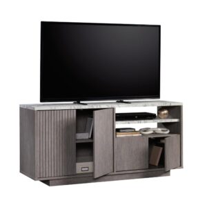 Your smart TV deserves an equally smart companion. And a companion that's stylish too. Add a touch of modern style and functional design to your living room with this TV stand with doors from the East Rock™ collection. This credenza TV stand accommodates up to a 65" TV