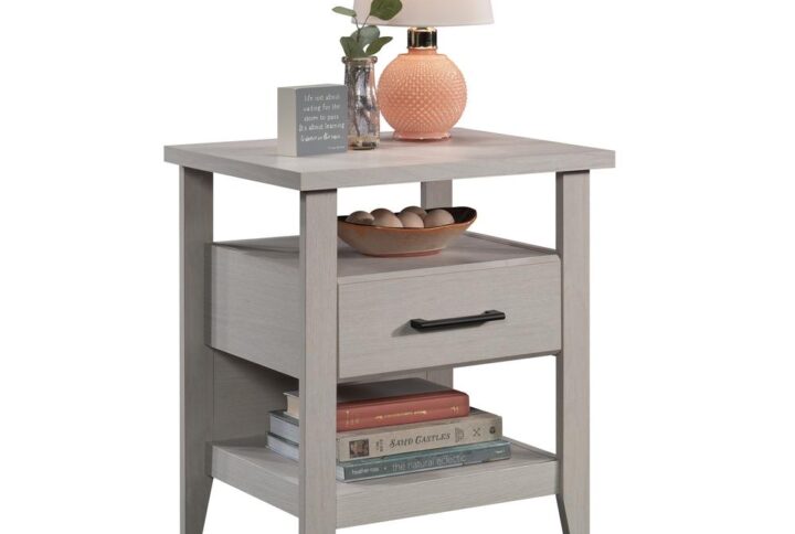 Who doesn't love a little bedside style? This nightstand with drawer from the Summit Station® collection gives your bedroom an authentic look and modern style. The spacious top surface of this nightstand with shelves provides you with the perfect amount of space for all your bedside needs – an accent lamp