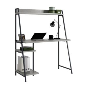 A work space with suspended storage makes for a multi-purpose addition to your home. This computer desk with hutch from the North Avenue® collection features a sturdy 1" thick top and shelves for a stable and durable design. The spacious top surface of this desk with hutch provides you with the room needed for all your desk essentials like your computer