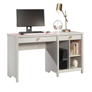 For a computer desk with just the right amount of space. Look no further than this computer desk with drawers from the Dover Edge® collection. This computer desk with shelving features a spacious work space for a laptop