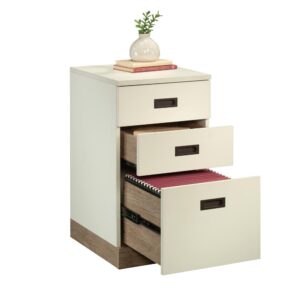 the 3-drawer mobile file cabinet from the Dixon City collection has a touch of elegance with a modern farmhouse twang. Two small drawers at the top of this commercial filing cabinet offer plenty of storage space for supplies