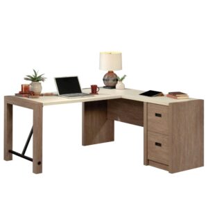 This L-shaped office desk from the Dixon City collection is a little bit country