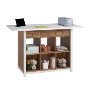 Craft furniture does not have to be all white! Add a warm pop of color to your craft corner with this worktable from the Craft Pro Series® collection. The melamine top surface of this work table with drawers is heat