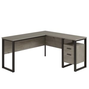 Add some soft industrial style to your home with the design of this L-shaped desk from the Rock Glen® collection. This L-shaped computer desk offers a spacious top surface for office essentials like your computer