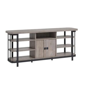 Add a touch of industrial-inspired style and design to your living room with this TV credenza from the Station House® collection. This credenza TV stand accommodates up to a 65" TV weighing 70 lbs. or less