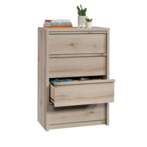 Never worry about not having enough storage space again. This 4-drawer chest from the Harvey Park® collection has modern style and deep drawers for optimal storage. This bedroom chest features four spacious drawers that open and close on smooth metal runners