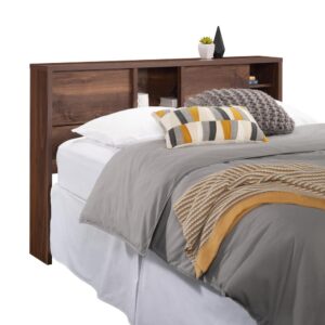 Looking to give your sleepy bedroom décor a fresh new update? Look no further! This queen bookcase headboard from the Harvey Park® collection is just for you! This beautiful headboard provides you with space for all your bedside needs. This full-size bookcase headboard features a spacious cubbyhole storage area for you to store and display anything from your alarm clock and tablet to photo frames and your collection of books. Hidden storage behind the sliding doors creates a convenient storage area for additional bedtime necessities in your queen headboard. This full-size headboard with storage features two adjustable shelves that can move to different heights to create flexible storage options of items of all different shapes and sizes. This bookcase headboard with storage cubbies features an enclosed back panel with cord access so you can keep all your wires neat and out of the way. Finished in Grand Walnut®