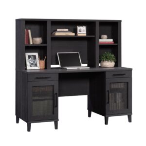 this desktop hutch may just be the needed storage solution. Add some extra style and a whole lot of extra space with this hutch for desk from the Tiffin Line collection. It easily attaches to Desk (433266) so you can give your office the completed look you've always wanted. With impact resistant