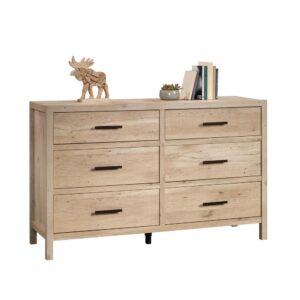 Are you seeking a bedroom dresser with a rustic vibe that is as stylish as the clothes inside of it? This 6-drawer dresser from the Pacific View® collection has the great looks you want with the expansive storage that we know you need. This bedroom dresser features six large drawers that open and close on smooth metal runners for easy-access storage of items like denim jeans