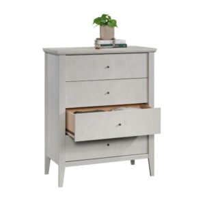 Don't let the lack of storage space in the bedroom ruin your mood. Create the convenient storage options that your bedroom craves without having to sacrifice on style with this 4-drawer chest from the Larkin Ledge™ collection. This country bedroom chest of drawers features four spacious drawers that open and close on smooth metal runners. These large drawers are perfect for stowing away a variety of apparel like stacks of denim