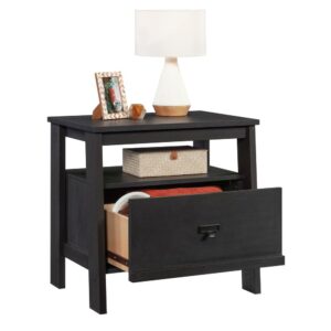 Add some style to your bedroom with this modern 1-drawer nightstand from the Trestle® collection. Find room for all your bedside necessities with the drawer that opens and closes on smooth metal runners. A T-lock assembly system means that you will spend less time assembling your new nightstand with open shelf