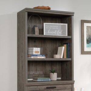 this library hutch could be the easy and stylish solution for you. The hutch for cabinet from the Aspen Post® collection allows you to elevate the home office furniture products that are currently in the home. To complement the Sauder products you already own