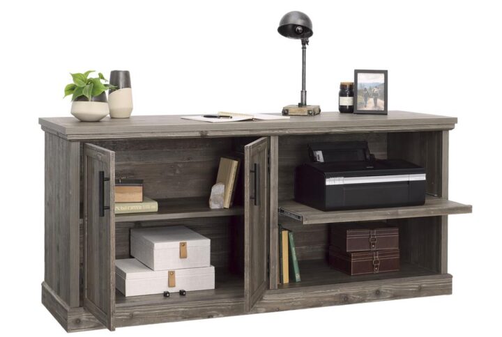 The best storage furniture in your home should include a combination of hidden and open storage. This office credenza from the Aspen Post collection offers that coveted combo. Whether your home office or living room needs extra storage