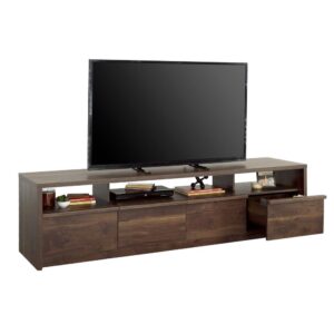 mid-century modern style into your home with this entertainment credenza from the Harvey Park collection. Finished in rich