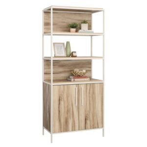 with this 5-shelf bookcase with doors. This versatile