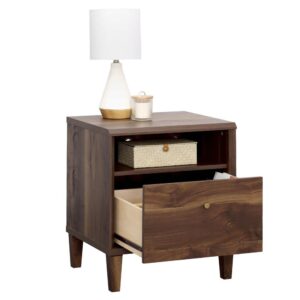 this bedside table with storage will help you sleep tight. An open shelf provides easy access for storage of TV remotes