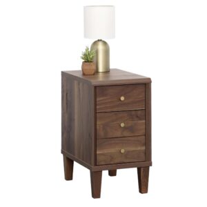 Give your home a boost of organization with this versatile 2 drawer end table from the Willow Place collection. This petite 2 drawer side table has a beautiful and classic Grand Walnut finish with a lovely wood-grained