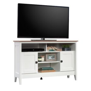 Make the most out of compact space without having to sacrifice on style with this corner TV stand from the August Hill collection. This TV stand with storage accommodates up to a 50" TV weighing 50 lbs. or less