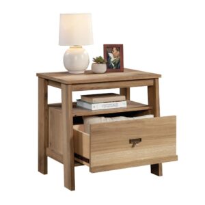 No bedroom is complete without a stylish night stand. Add a touch of charming design and beauty  in your favorite room to snooze in with this 1-drawer nightstand from the Trestle® collection. The spacious top surface of this nightstand with open shelf provides you with the ideal amount of space for all your bedside necessities like your alarm clock