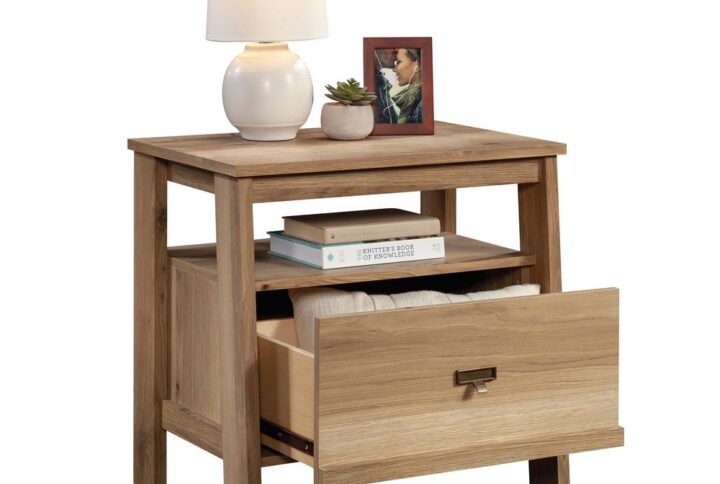 No bedroom is complete without a stylish night stand. Add a touch of charming design and beauty  in your favorite room to snooze in with this 1-drawer nightstand from the Trestle® collection. The spacious top surface of this nightstand with open shelf provides you with the ideal amount of space for all your bedside necessities like your alarm clock