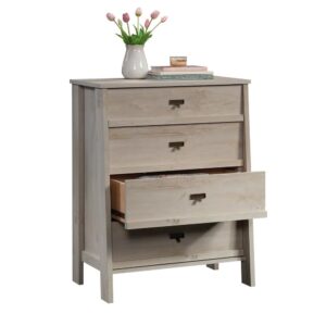 Don't let the lack of storage space get you down. Create the convenient storage options that your bedroom needs without having to sacrifice on style with this 4-drawer chest from the Trestle® collection. This bedroom chest of drawers features four spacious drawers that open and close on smooth metal runners. These large drawers are perfect for stowing away a variety of different items like stacks of denim jeans and your favorite flannels to cozy sweatpants and your collection of t-shirts. The lower three drawers are extra deep to accommodate bulkier items. This 4-drawer dresser also offers a spacious top surface that provides you with a place to store and display items like decorative plants