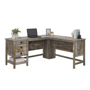 bringing the weathered and natural aesthetic of the rugged outdoors right into your home office. Your work surface will feel as spacious as the open range