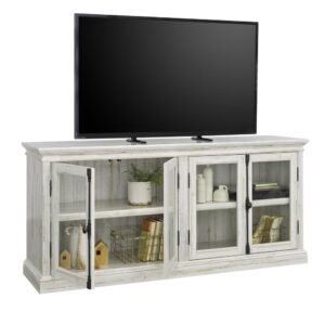 Bring a rustic style to your living room with this entertainment credenza in White Plank finish from the Barrister Lane collection. A credenza offers a low-profile surface that's suitable for displaying larger items