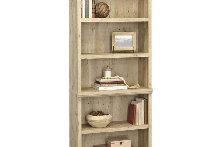 Raise your design charisma to a new level with this library bookshelf from the Aspen Post collection. This 5-shelf bookcase features three adjustable shelves so you can store and display anything from your collection of novels to children's books