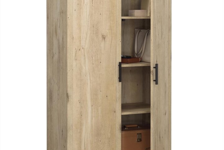 Storage does not have to be dreary and boring to be functional with the double door storage cabinet from the Aspen Post collection. Featuring the light