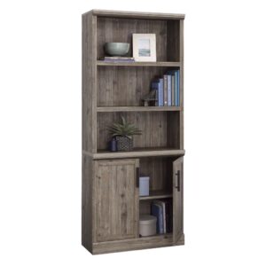 this rustic bookcase with doors gives your home the sophisticated new look you've been waiting for. The classic style and convenient functionality make this library bookcase a perfect fit for your family room