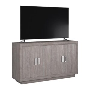 Look no further for a versatile and stylish addition to your home or office space. This exceptional TV credenza from the Hayes Garden collection features a stunning and neutral Ashen Oak finish that beautifully complements any decor. Designed with functionality in mind