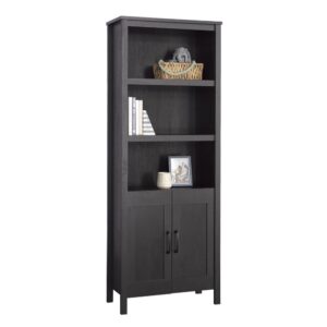 The 5-shelf bookcase from the Sauder Select collection is a modern farmhouse marvel that combines style and functionality in one elegant piece. This transitional bookcase offers three adjustable shelves (one behind the doors)