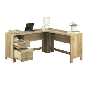 finished in the natural woodgrain of Timber Oak. This timeless desk with open shelf comes with downhome charm built right in. Combining functionality with farmhouse fashion