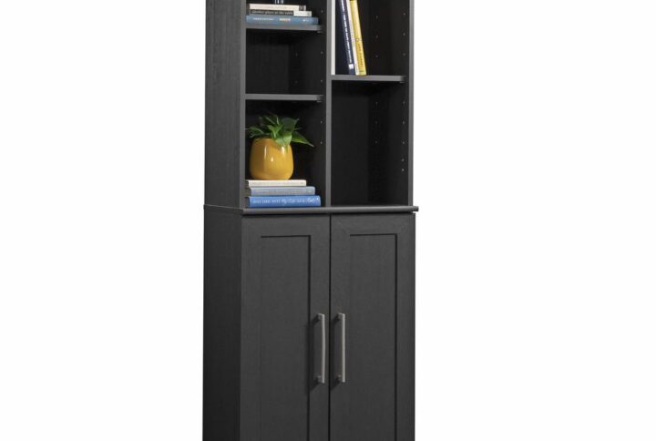 Craft supplies have met their match; pantry items and bed linens prepare to be organized; introducing the modern storage cabinet from the HomePlus Collection. This multipurpose 2-door storage cabinet has an easily configurable design which allows its doors to be positioned on the top