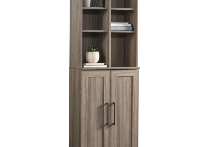 At the crossroad of function and fashion stands the modern storage cabinet from the HomePlus collection. This 2-door storage cabinet provides six adjustable shelves with versatile storage options for objects of all shapes and sizes. Its configurable design allows for open storage on the top or bottom