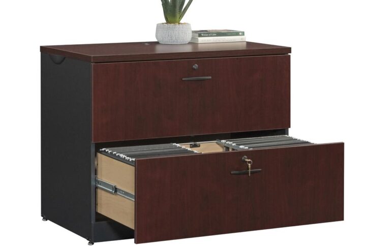 The commercial filing cabinet from the Via Collection is a practical and secure storage solution for any home or commercial office. This lateral file cabinet offers convenience and efficiency with drawers equipped with full extension slides