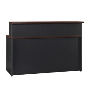 enhancing the functionality and style of any reception area or office space. This commercial desktop hutch offers a durable and spacious solution for organizing and displaying essential items. Featuring a sturdy 1" thick top