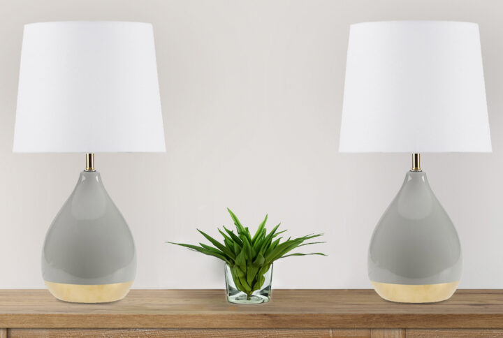 2-Tone Ceramic Table Lamp Set of 2