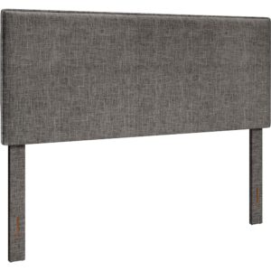 Complete your modern bedroom with the Harvey Park upholstered queen headboard. This dark gray fabric headboard adds comfort and style to your queen size bed while also being constructed with a durable polyester upholstery. This headboard enhances the style in the most important room in your home: the bedroom. Create a space filled with relaxation and bliss with the dark gray headboard for a queen bed from the Harvey Park collection. We hope you like what you see. Our designers travel the world and bring back the best and latest in style