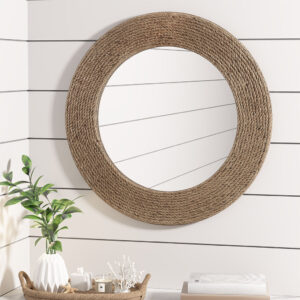 Natural Jute Rope Round Wall Mirror 26"