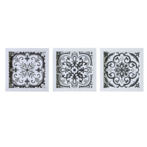 Distressed Black and White Medallion Tile 3-piece Wall Decor Set