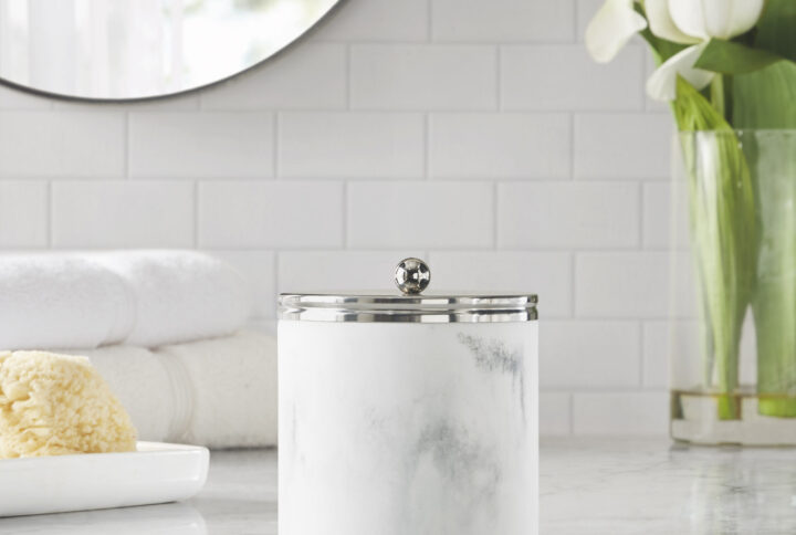 Silver Marbled Resin Jar