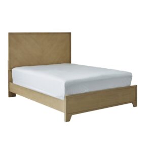 V-match veneer panel bedIncludes headboard