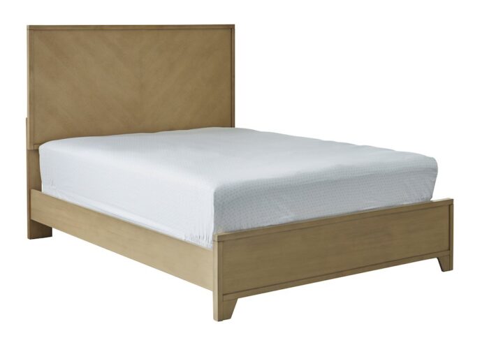 V-match veneer panel bedIncludes headboard