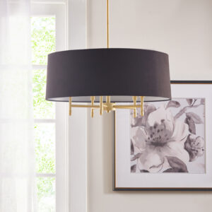 5-Light Black Drum Shade Chandelier