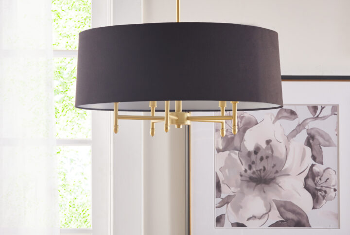 5-Light Black Drum Shade Chandelier