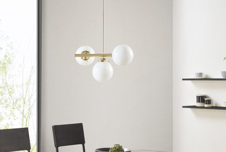 3-Light Chandelier with Frosted Glass Globe Bulbs