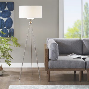 Metal Tripod Floor Lamp with Glass Shade