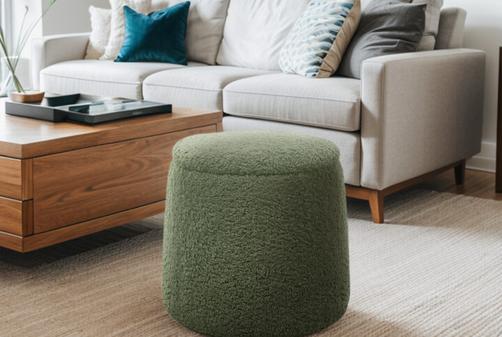 Round Storage Ottoman