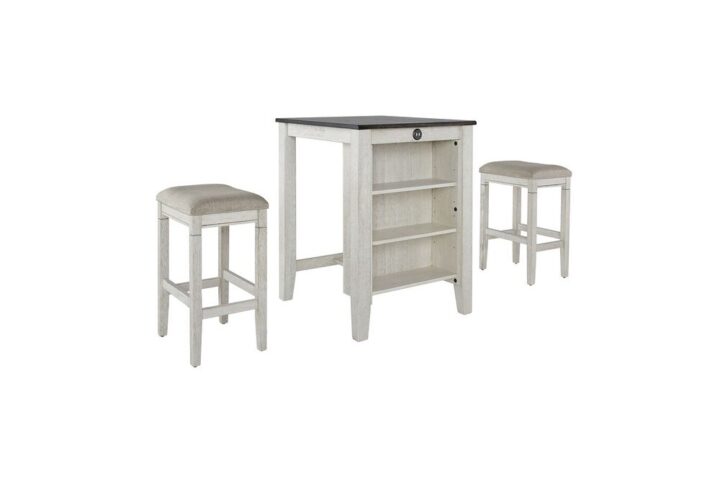 Includes table & 2 stools2 USB ports3 adjustable shelves